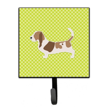 Carolines Treasures Basset Hound Checkerboard Green Leash or Key Holder BB3802SH4